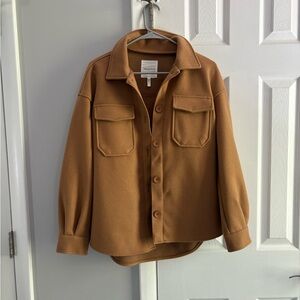 Avec Les Filles Camel Tan Button Up Shacket